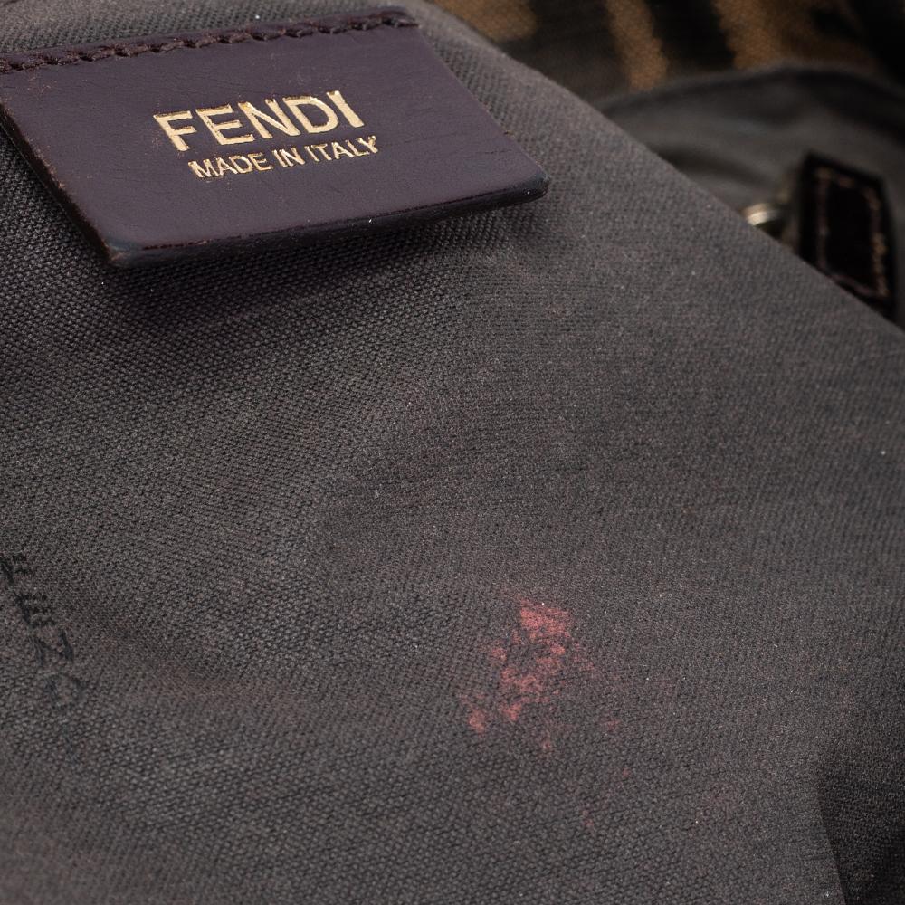 Fendi Tobacco Zucca Canvas and Patent Leather Mia Flap Shoulder Bag 8