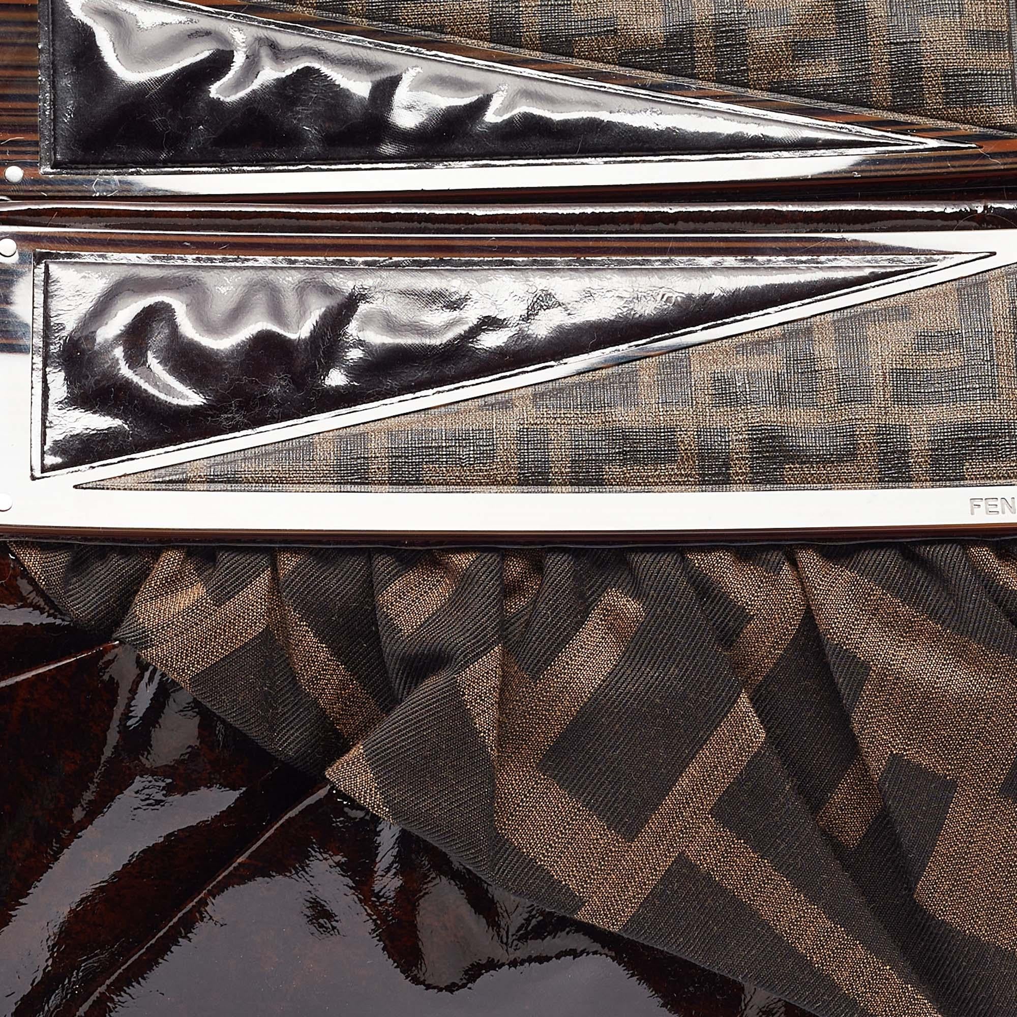 Fendi Tobacco Zucca Canvas and Patent Leather To You Convertible Clutch Bag 5