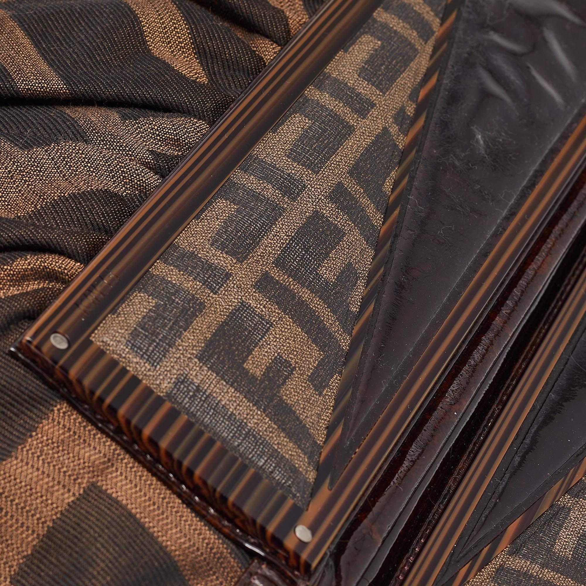 Fendi Tobacco Zucca Canvas and Patent Leather To You Convertible Clutch Bag 6