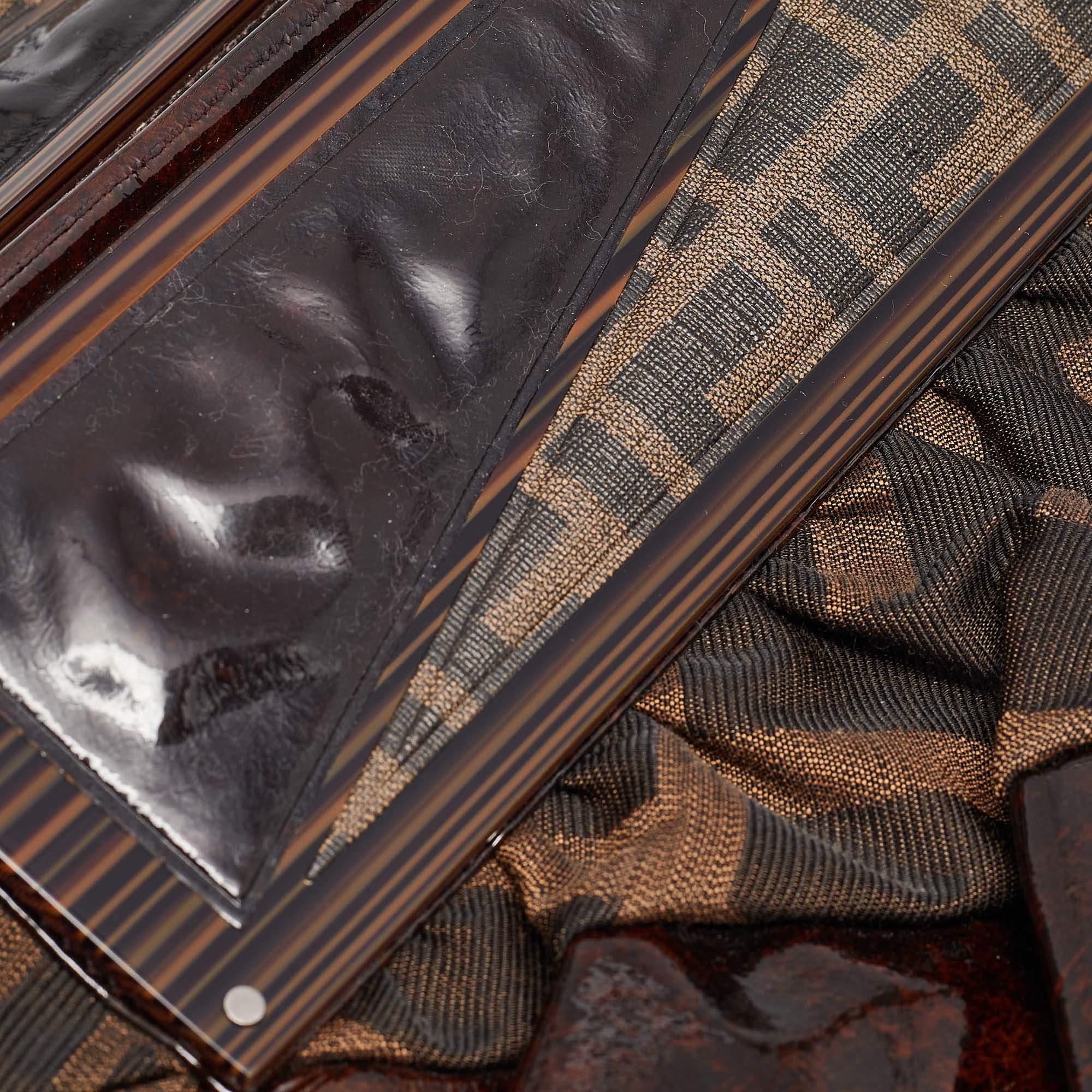 Fendi Tobacco Zucca Canvas and Patent Leather To You Convertible Clutch Bag 8