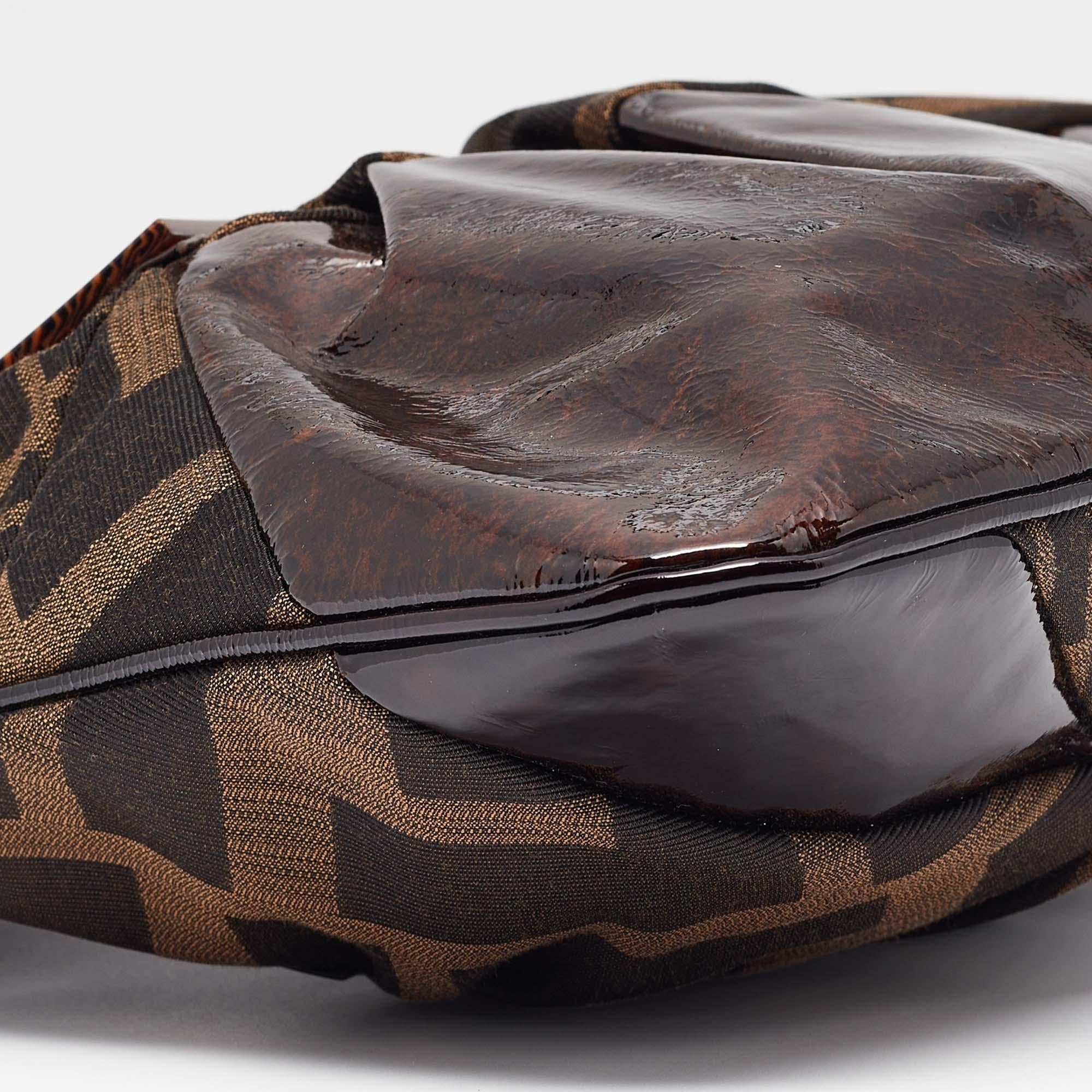 Fendi Tobacco Zucca Canvas and Patent Leather To You Convertible Clutch Bag 10