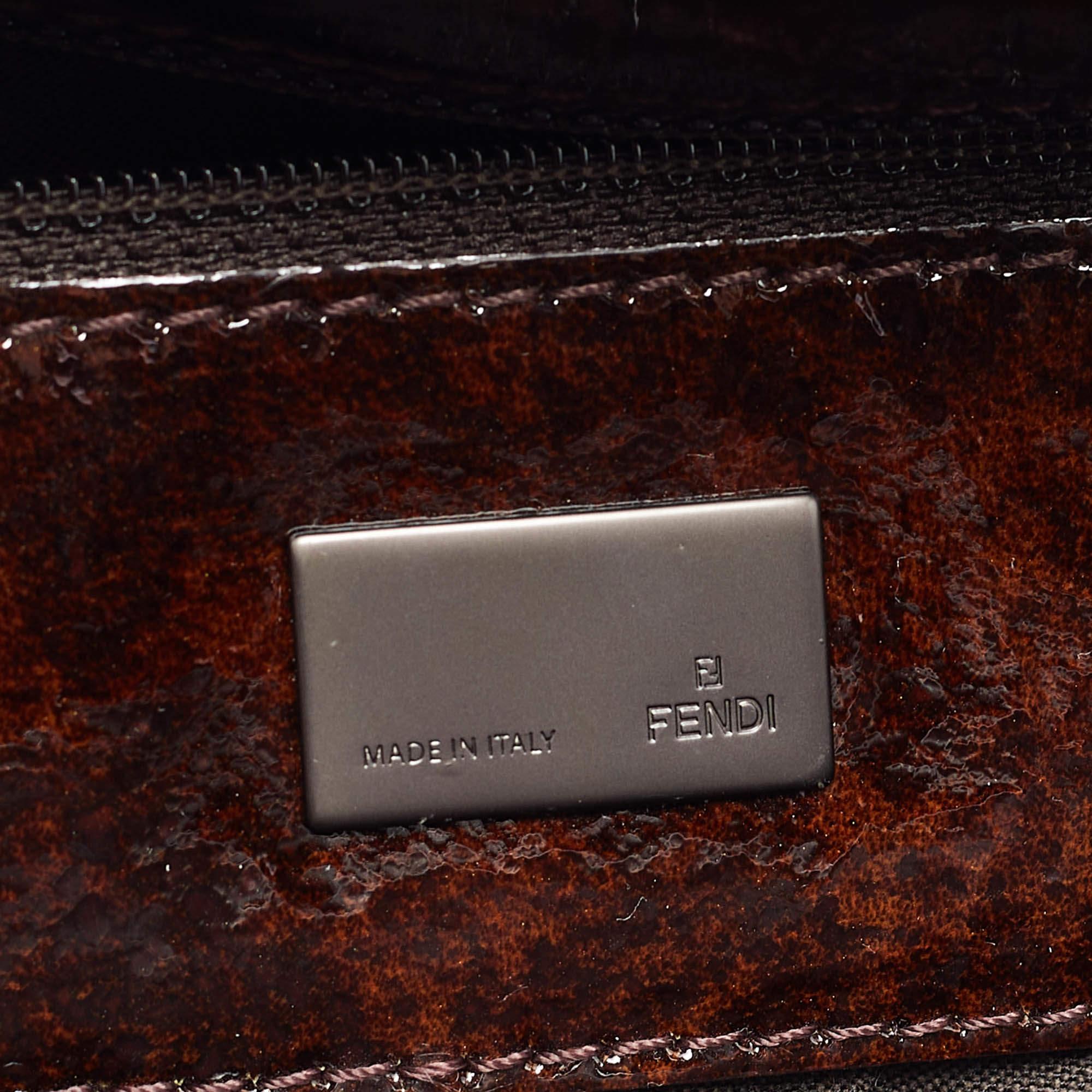 Black Fendi Tobacco Zucca Canvas and Patent Leather To You Convertible Clutch Bag