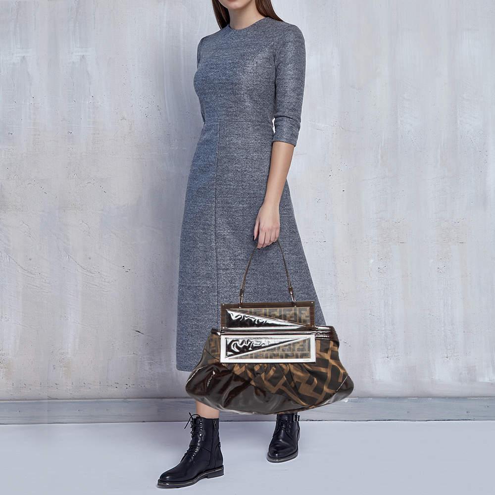 Fendi Tobacco Zucca Canvas and Patent Leather To You Convertible Clutch Bag 4