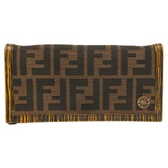 Fendi Tobacco Zucca Canvas and Textured Leather Chef Continental Wallet