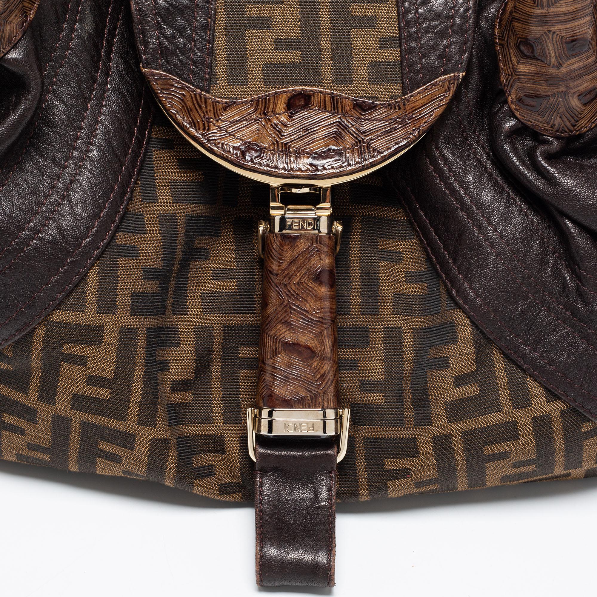 Fendi Tobacco Zucca Canvas and Textured Leather Spy Bag 4