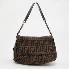 Fendi Tobacco Zucca Canvas B Bis Shoulder Bag