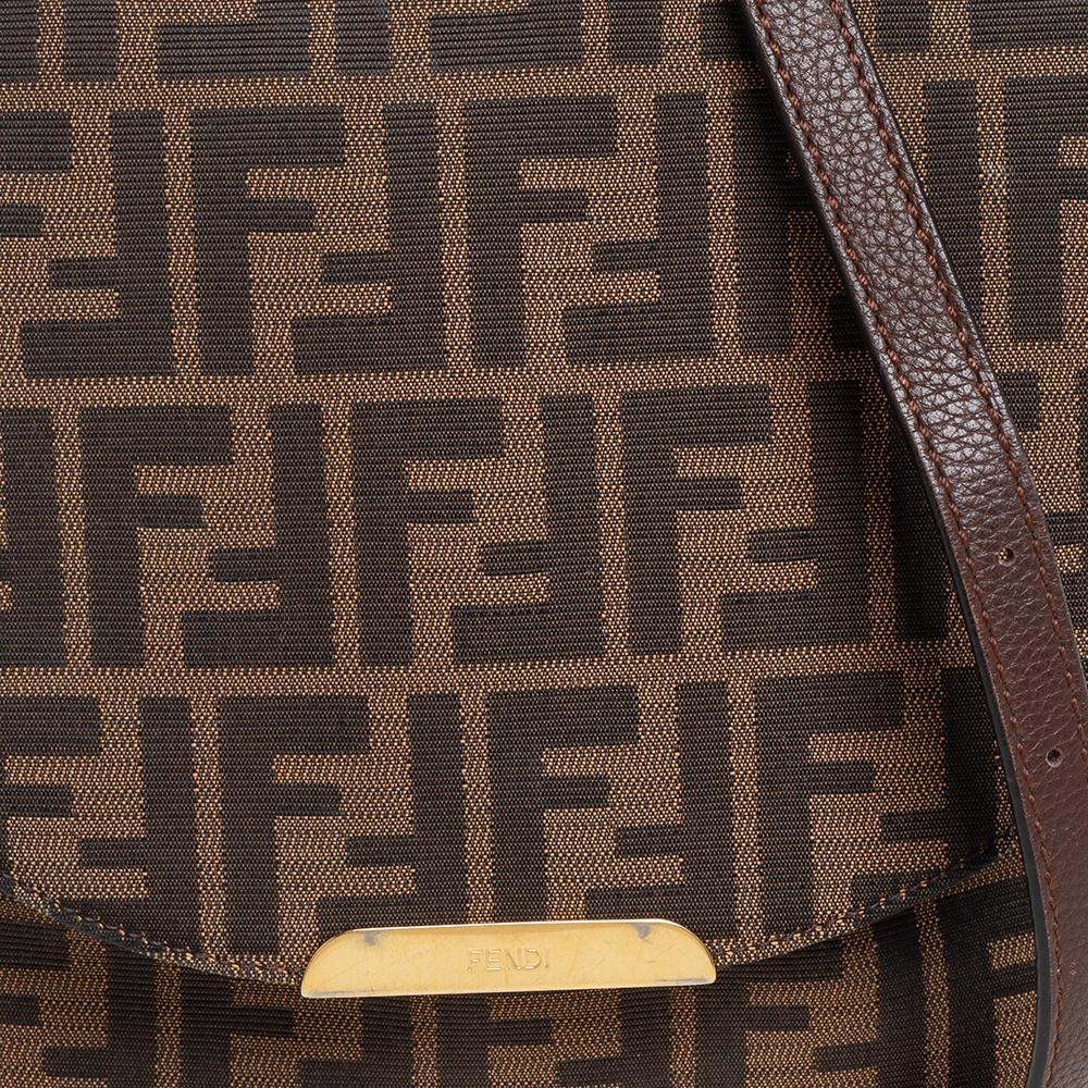 Fendi Tobacco Zucca Canvas Flap Crossbody Bag 1