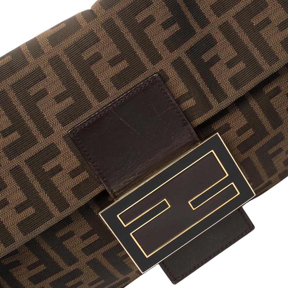 Fendi Tobacco Zucca Canvas Große Baguette Tasche 6