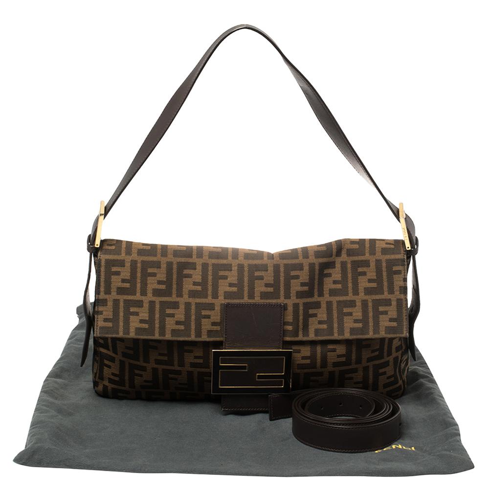 Fendi Tobacco Zucca Canvas Große Baguette Tasche 10
