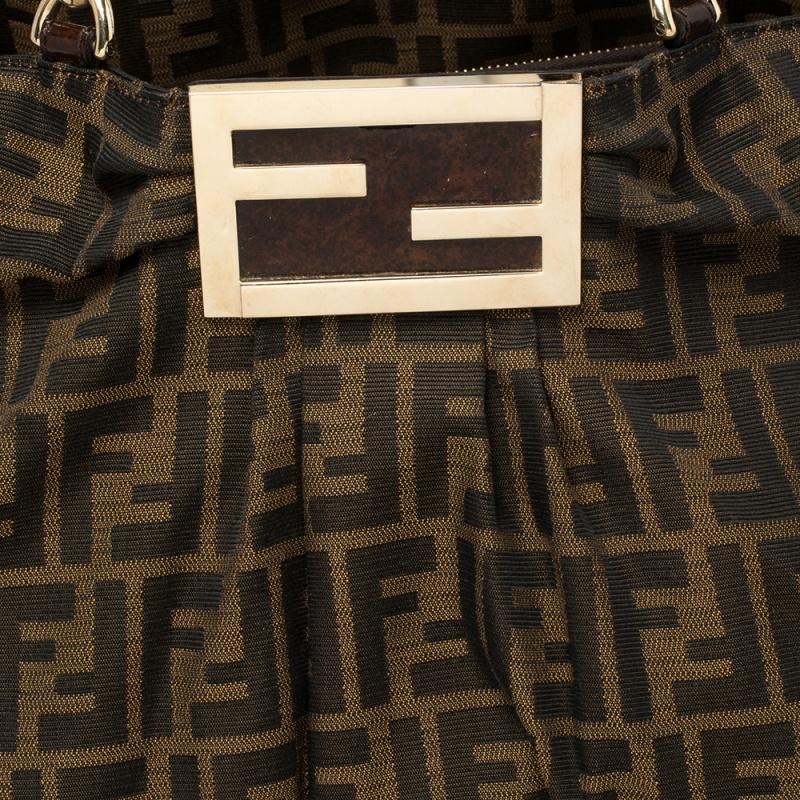 Fendi Tobacco Zucca Canvas Large Mia Chain Tote 8