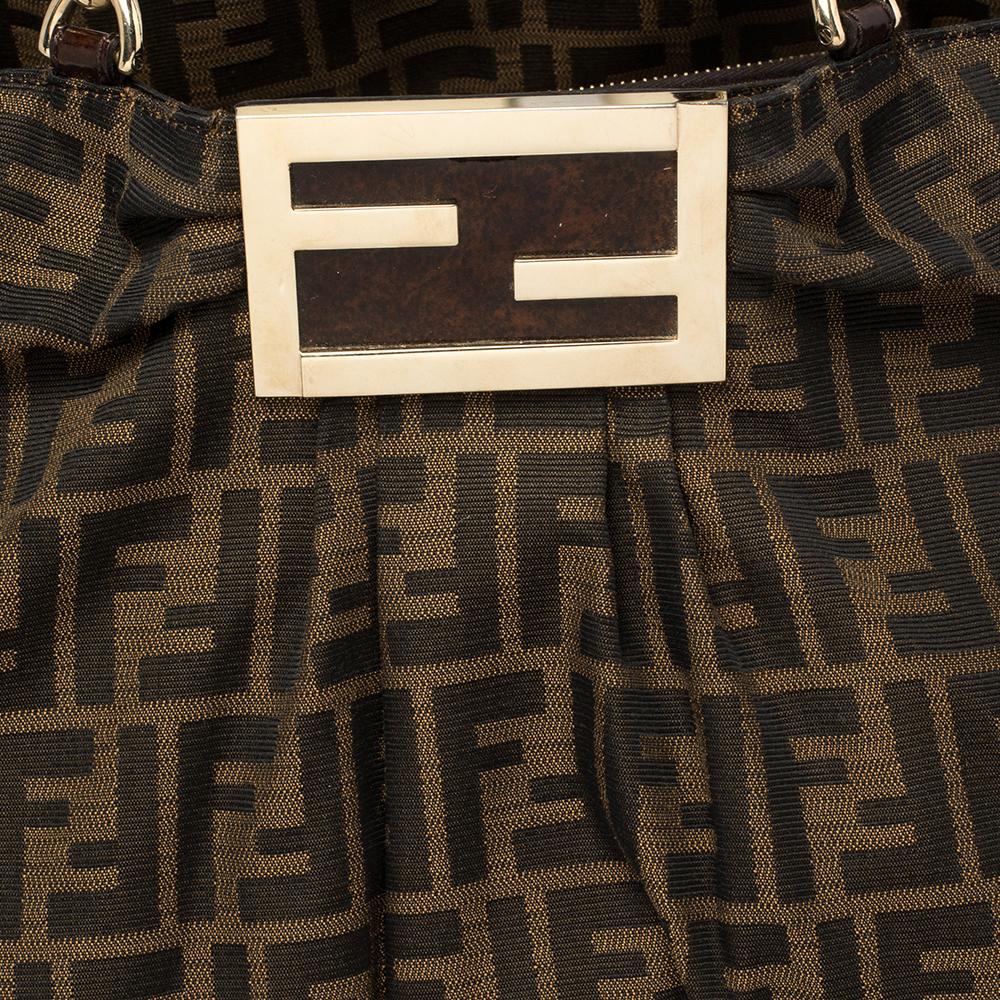 Fendi Tobacco Zucca Canvas Large Mia Chain Tote 1