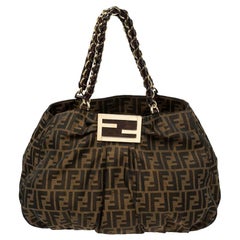 Fendi Tobacco Zucca Canvas Large Mia Chain Tote