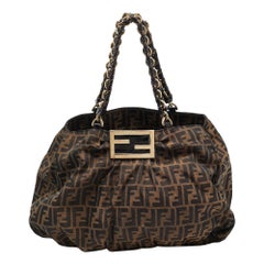 Fendi Tobacco Zucca Canvas Large Mia Shoulder Bag