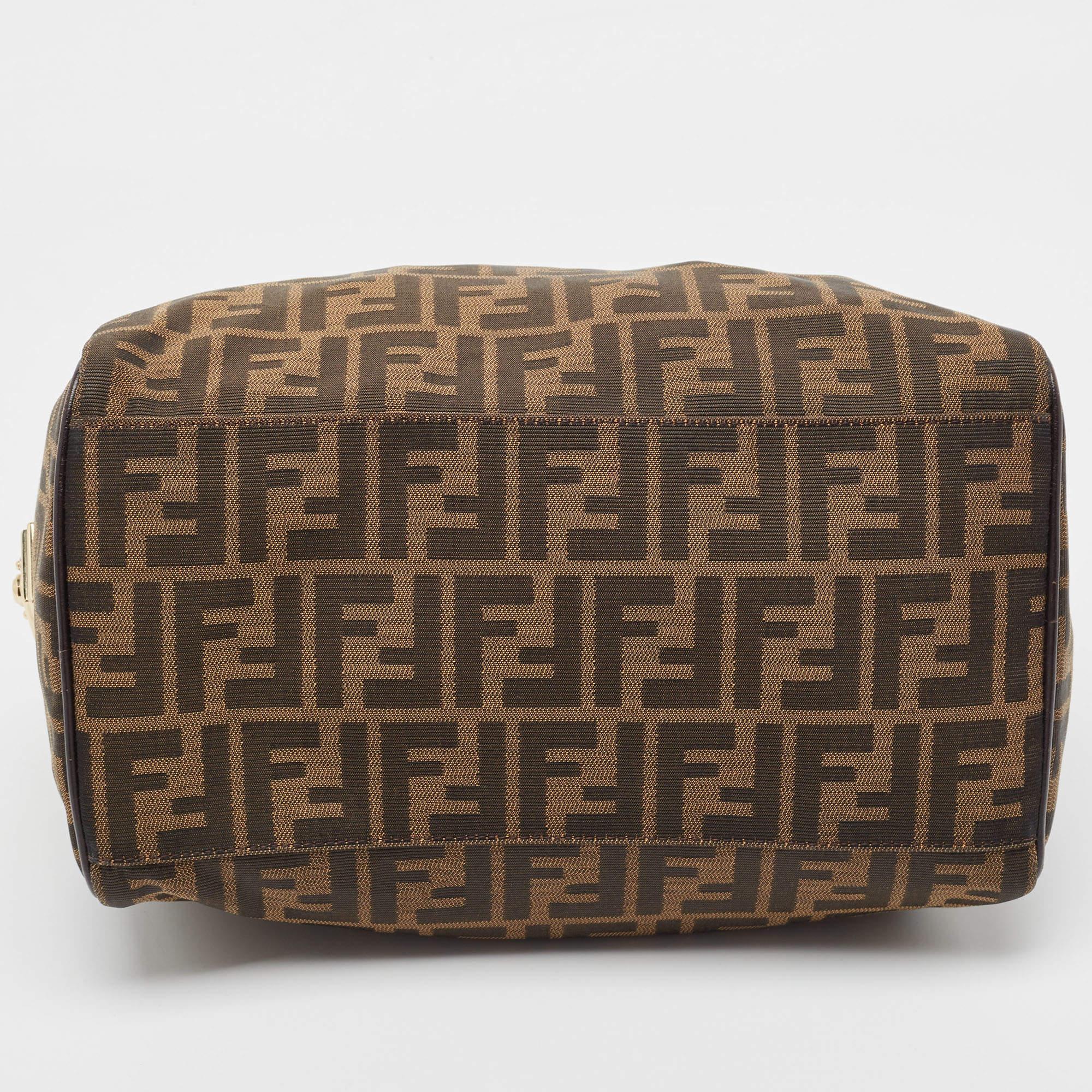 Fendi Tobacco Zucca Canvas Medium Boston Bag 1