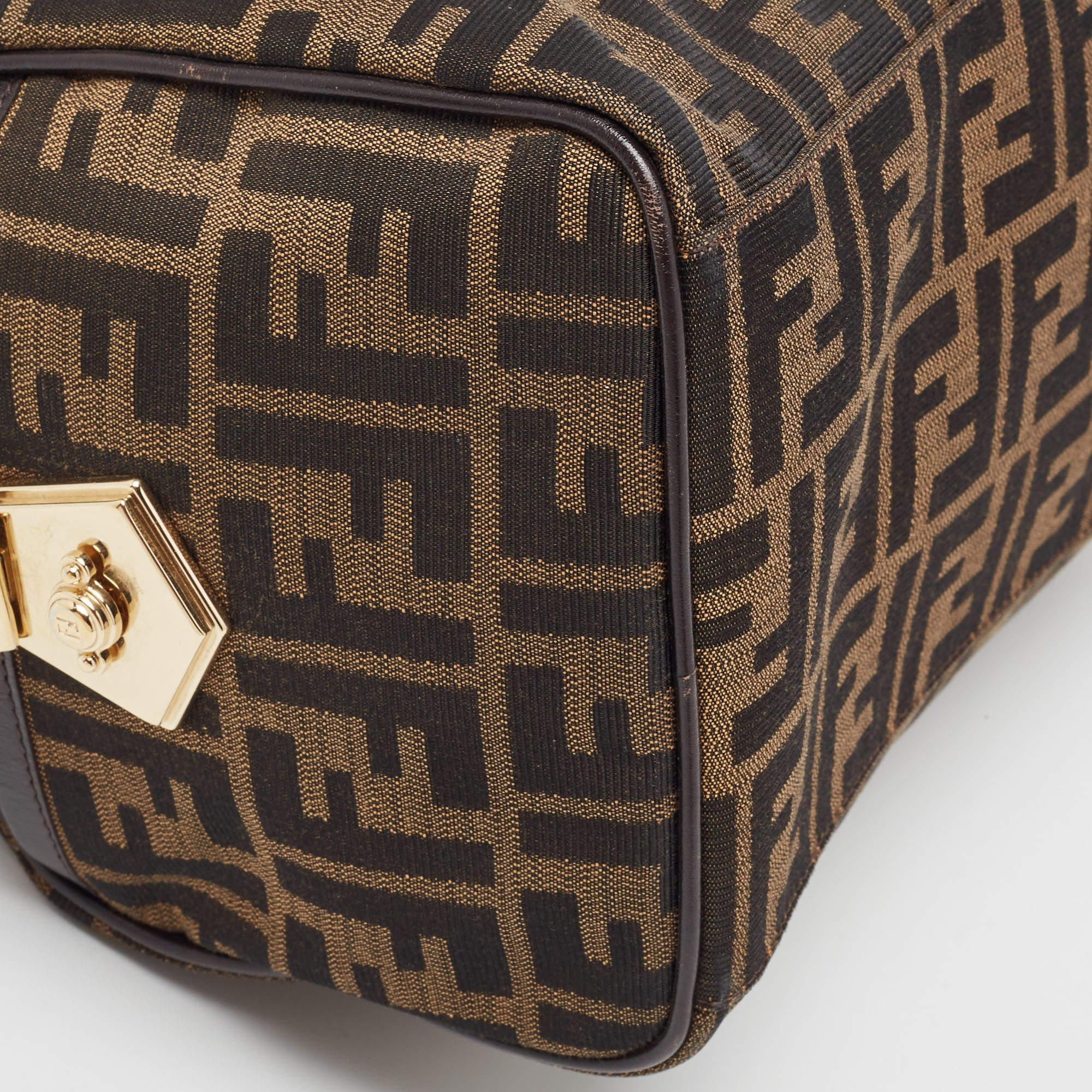 Fendi Tobacco Zucca Canvas Medium Boston Bag 2