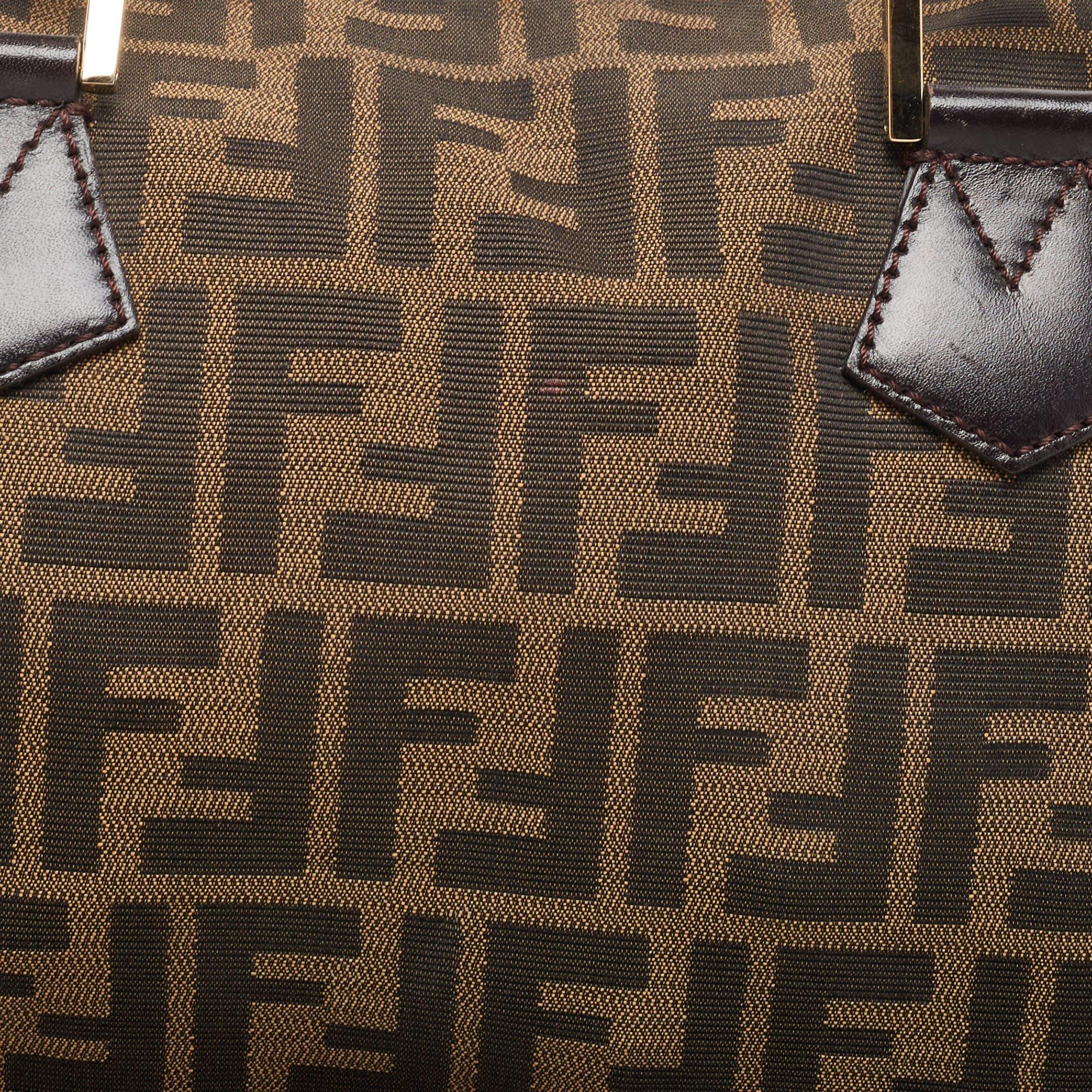 Fendi Tobacco Zucca Canvas Medium Boston Bag 4