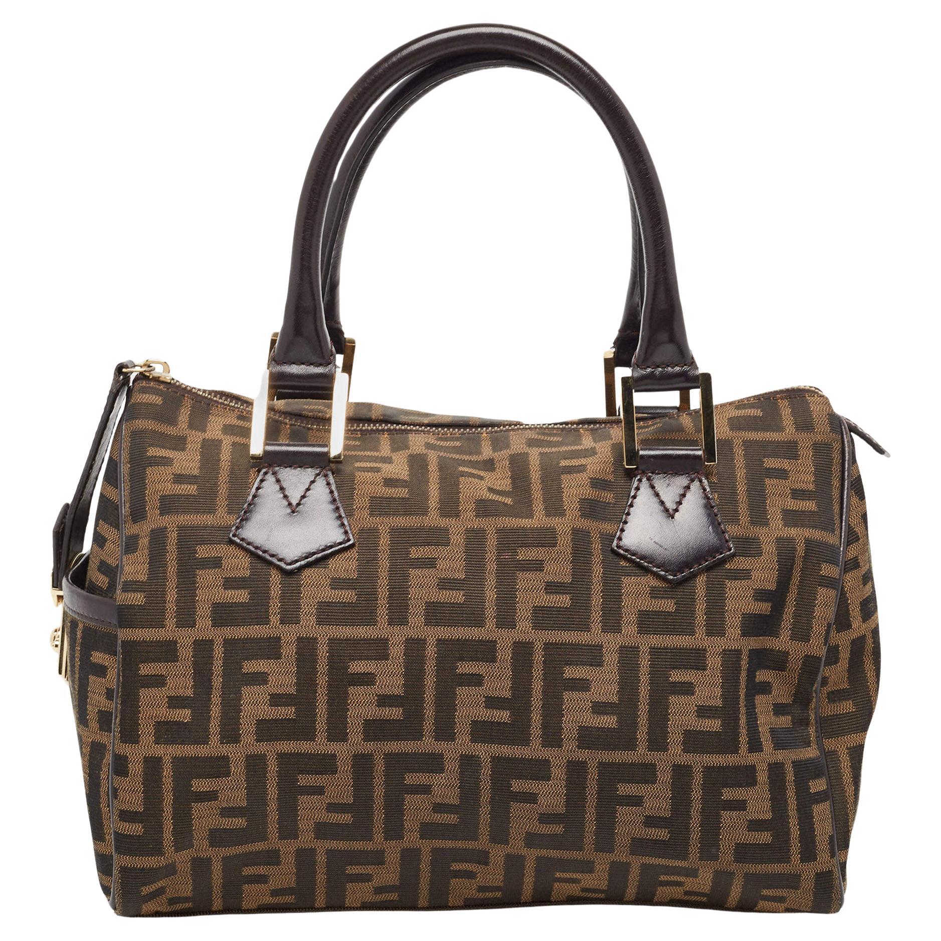 Fendi Tobacco Zucca Canvas Medium Boston Bag