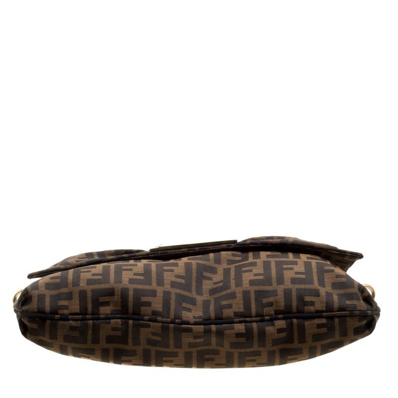 Black Fendi Tobacco Zucca Canvas Mia Flap Bag