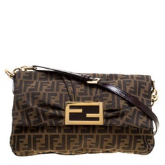 Fendi Tobacco Zucca Canvas Mia Flap Bag