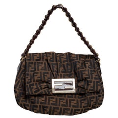 Fendi Tobacco Zucca Canvas Mia Flap Shoulder Bag