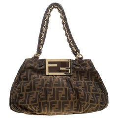 Fendi Tobacco Zucca Canvas Small Mia Shoulder Bag