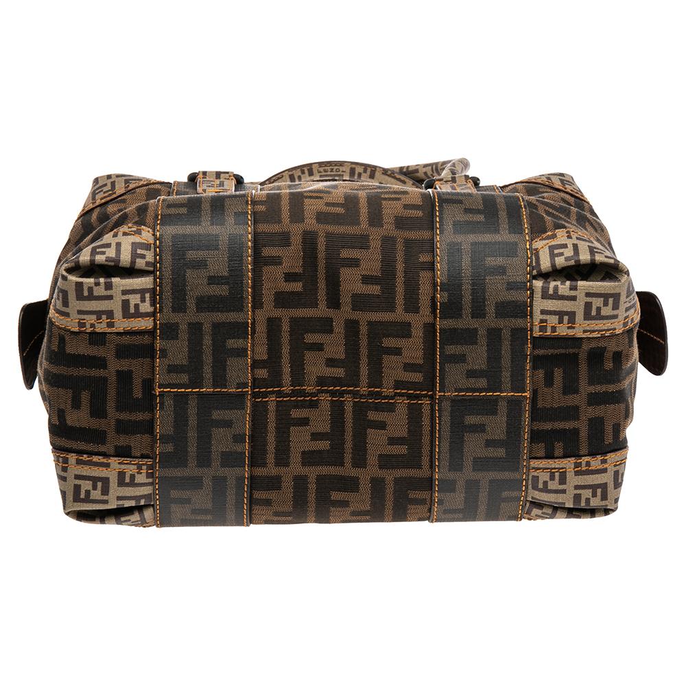 Fendi Tobacco Zucca Coated and Canvas B Mix Boston Bag 6