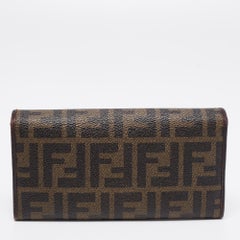 Fendi Tobacco Zucca Coated Canvas and Leather Flap Continental Wallet