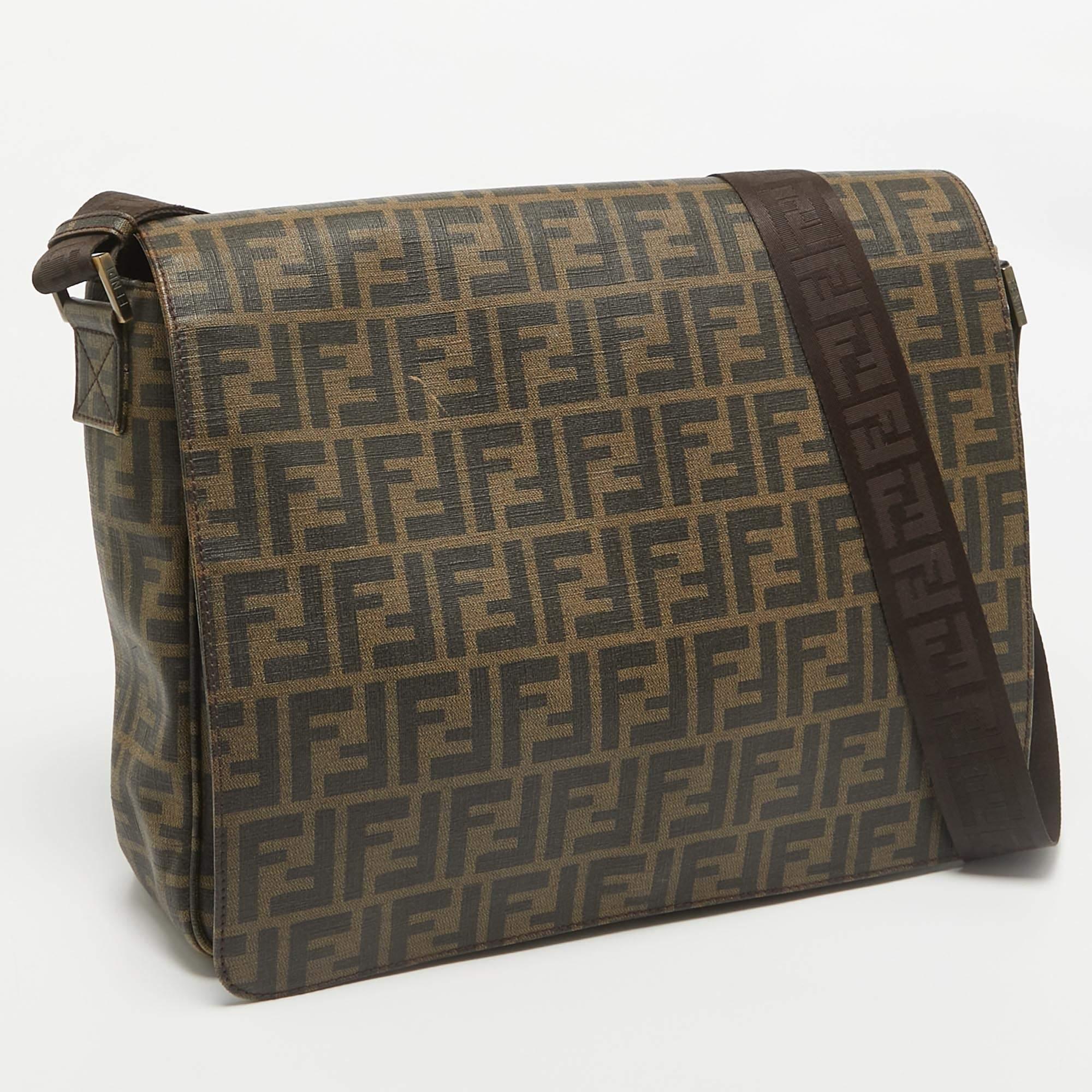 Black Fendi Tobacco Zucca Coated Canvas Messenger Bag