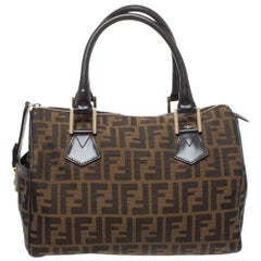 Fendi Tobacco Zucca Coated Canvas Small Boston Bag