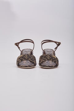 Fendi Tobacco Zucca FF Tortoise Slingback Sandal Wedges (EU 39.5)