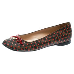 Fendi Tobacco Zucca Heart Printed Coated Canvas Bow Ballet Flats Size 39