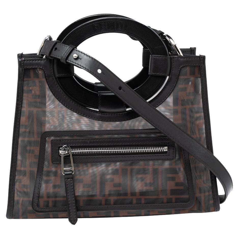 Fendi Tobacco Zucca Mesh and Leather Small Runaway Shopper Tote