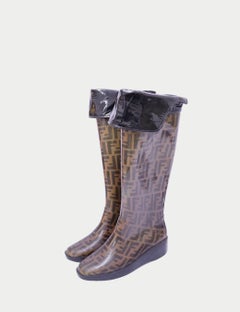 Fendi Tobacco Zucca rubber mid-calf rain boots - EU 39