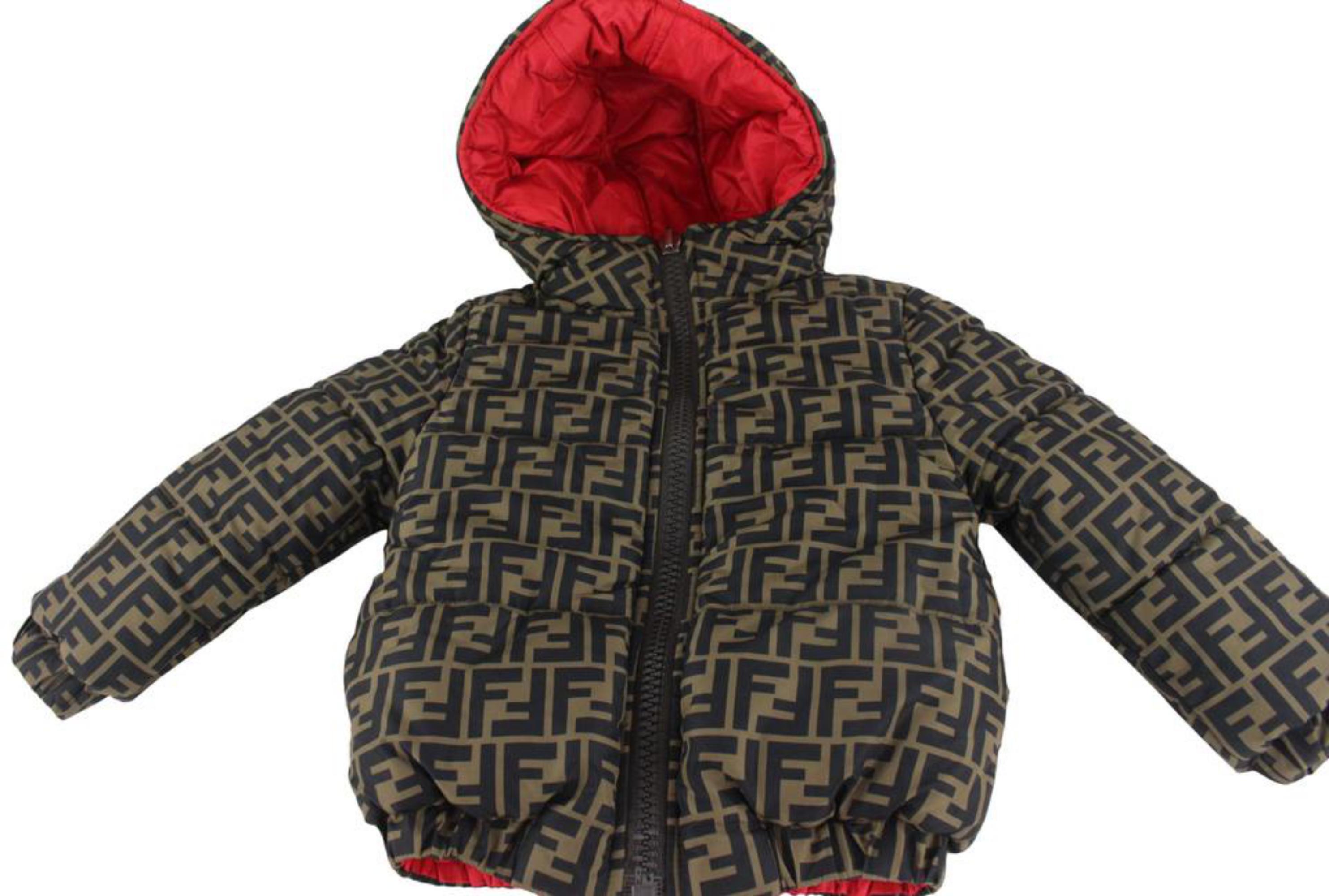 Fendi Toddler Size 3T Monogram x Red Puffer Coat Puffy Jacket Toddler 0FF22  For Sale at 1stDibs