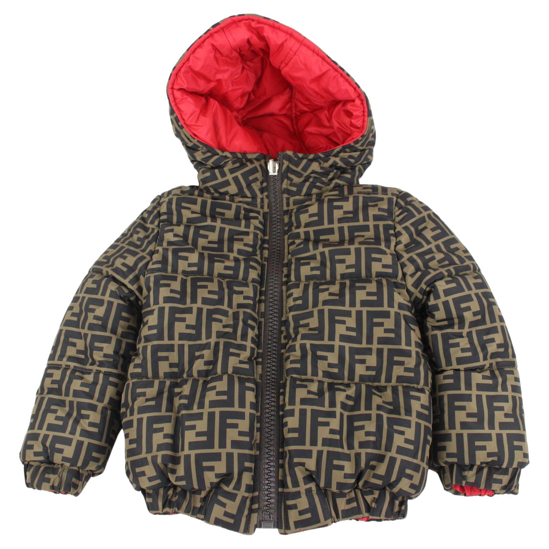 Fendi Toddler Size 3T Monogram x Red Puffer Coat Puffy Jacket Toddler 0FF22  at 1stDibs