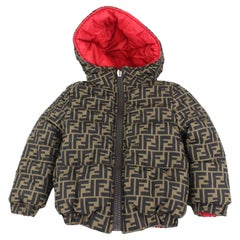 Fendi Toddler Size 3T Monogram x Red Puffer Coat Puffy Jacket Toddler 0FF22