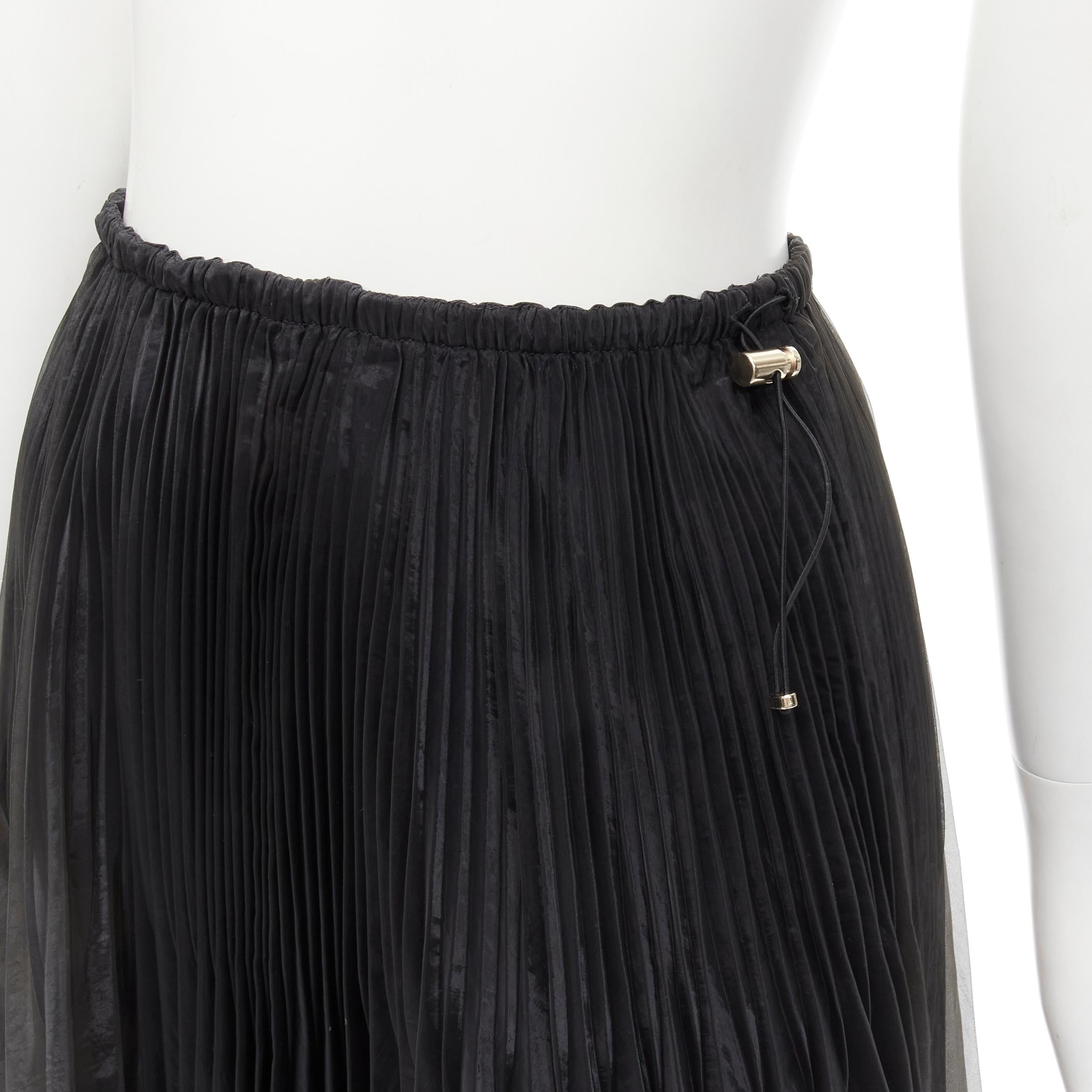 FENDI toggle drawstring waist pleated flared midi skirt IT36 XS
Brand: Fendi
Extra Detail: Gold-tone toggle at side of waist. Fully lined.

CONDITION:
Condition: Excellent, this item was pre-owned and is in excellent condition. 

SIZING:
Designer