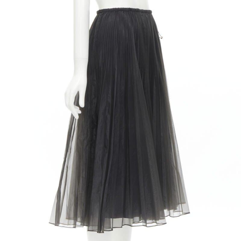 FENDI falda midi acampanada plisada con cordón en la cintura IT36 XS Negro en venta