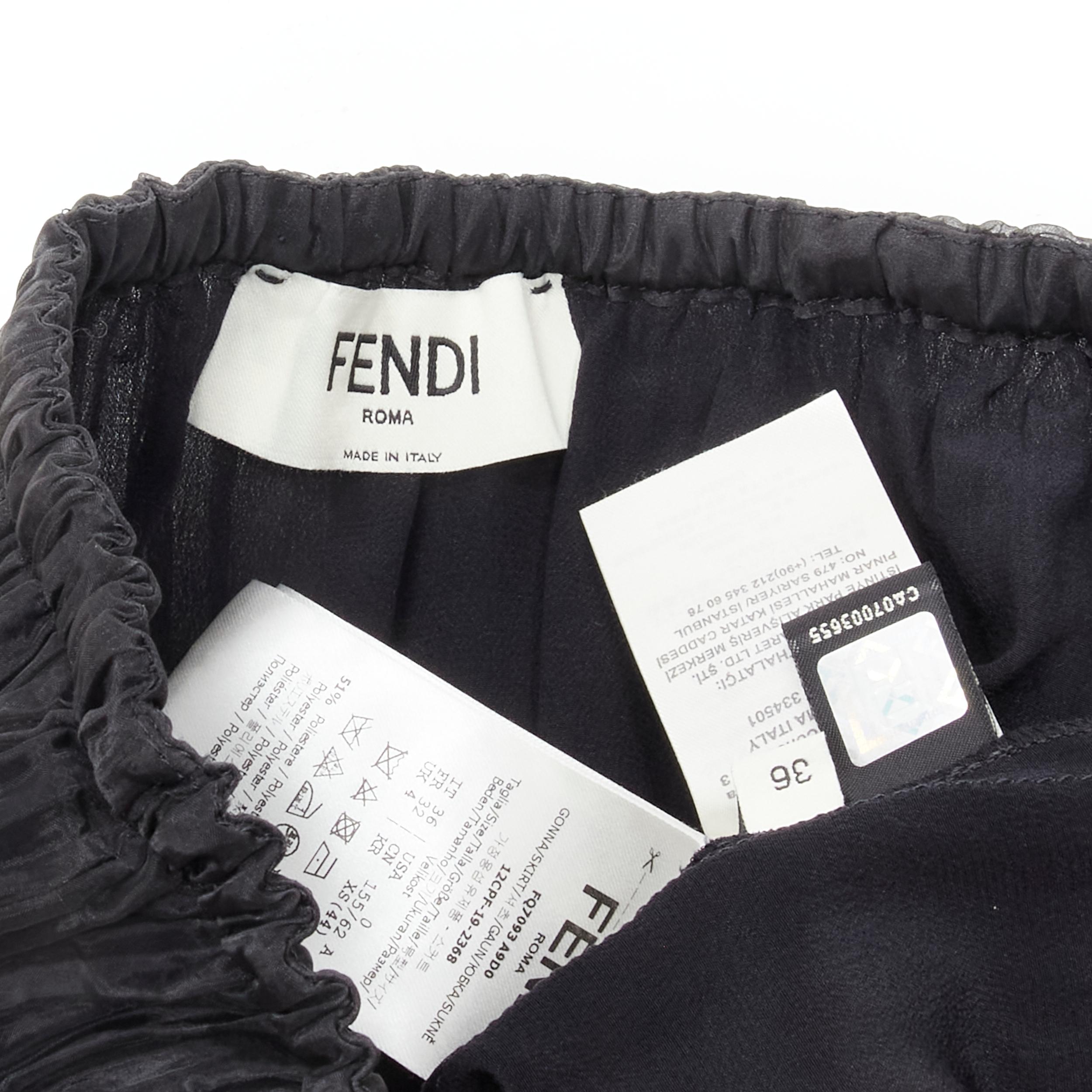 FENDI toggle drawstring waist pleated flared midi skirt IT36 XS For Sale 4