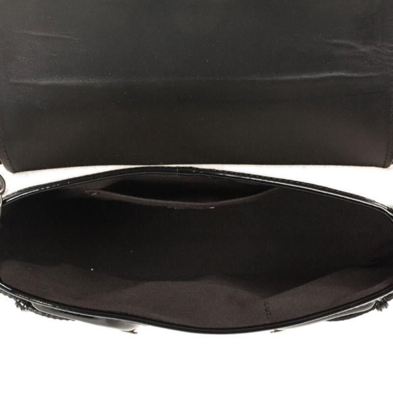 Fendi Toile Vernice Patent B Bag Black White 4
