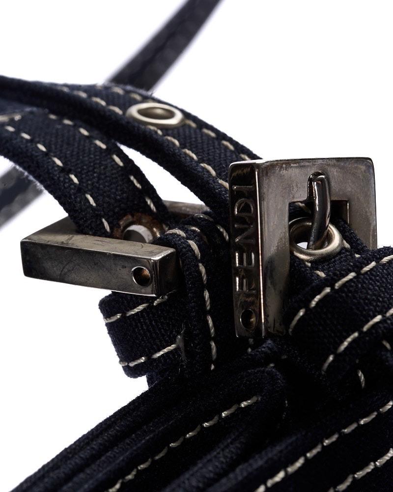 Fendi Tote Square MM Denim Blu Borsa spalla For Sale 3