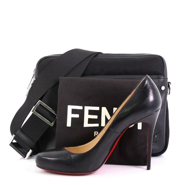 Fendi Tracolla Monster Messenger Bag Leather and Nylon Mini at 1stDibs
