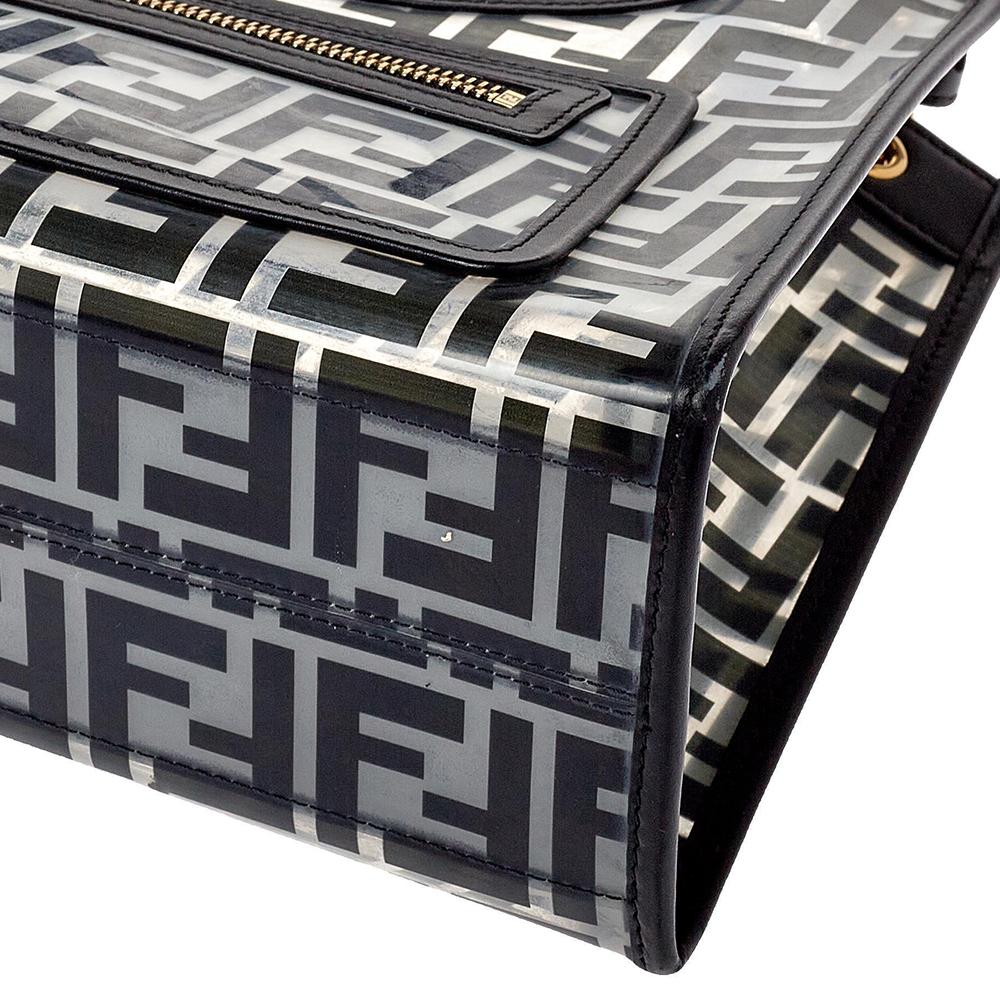 Fendi Fourre-tout en PVC et cuir transparent/noir Zucca 6