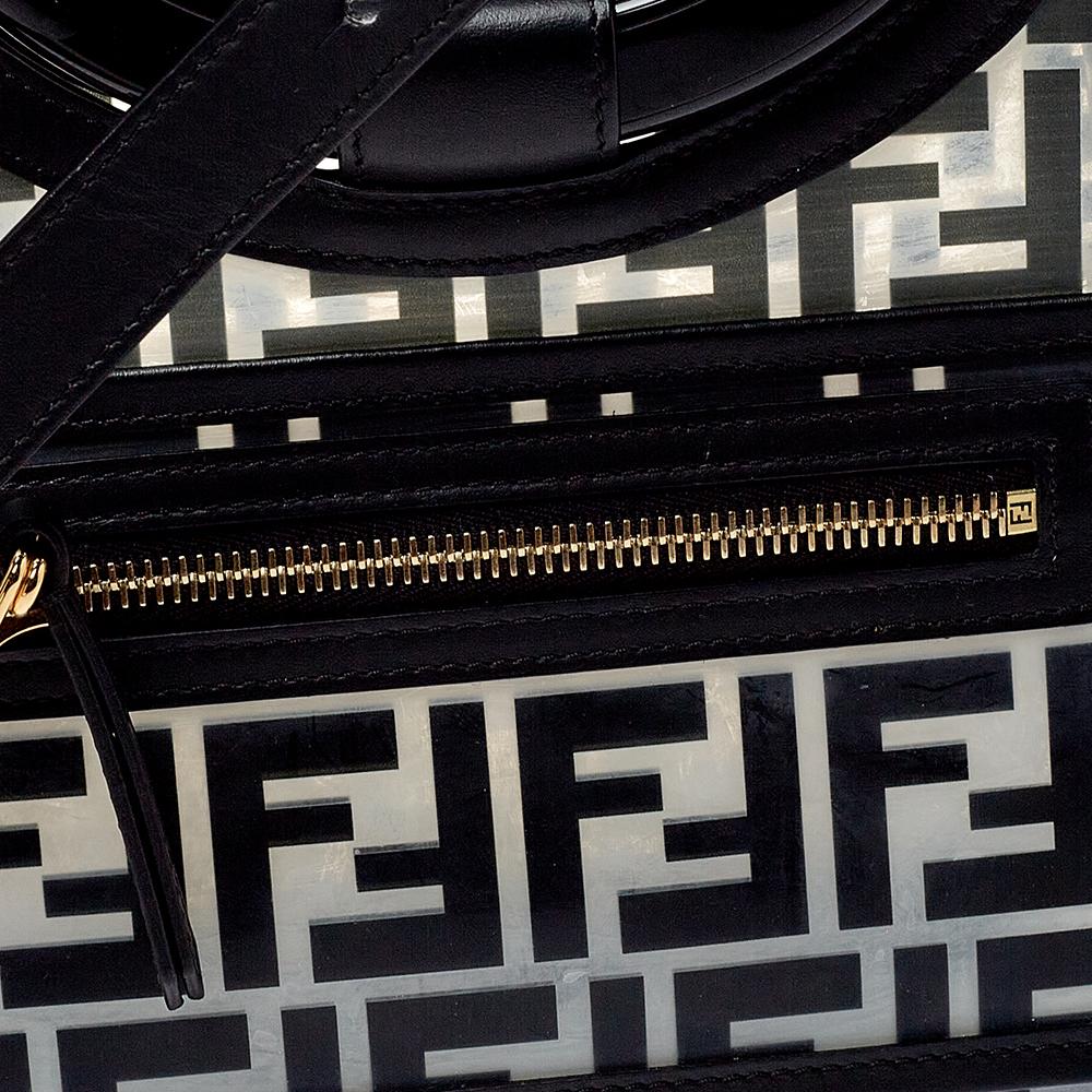 Fendi Trasparente/Nero Zucca PVC e Pelle Piccola Shopper Tote Scappaticcio 1