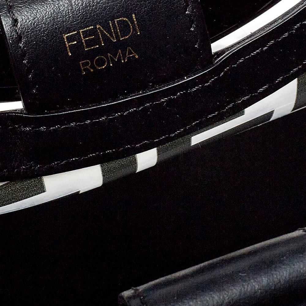 Fendi Transparent/Black Zucca PVC and Leather Small Runaway Shopper Tote In Good Condition In Dubai, Al Qouz 2