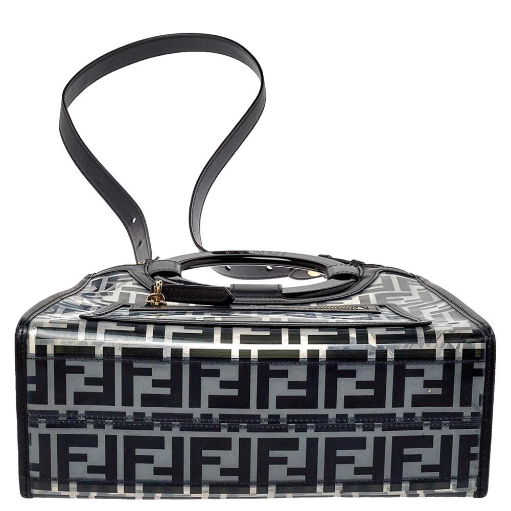 Fendi Trasparente/Nero Zucca PVC e Pelle Piccola Shopper Tote Scappaticcio 5