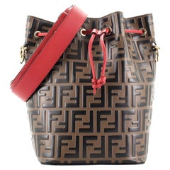 Fendi Tresor Bucket Bag Zucca Embossed Leather Small