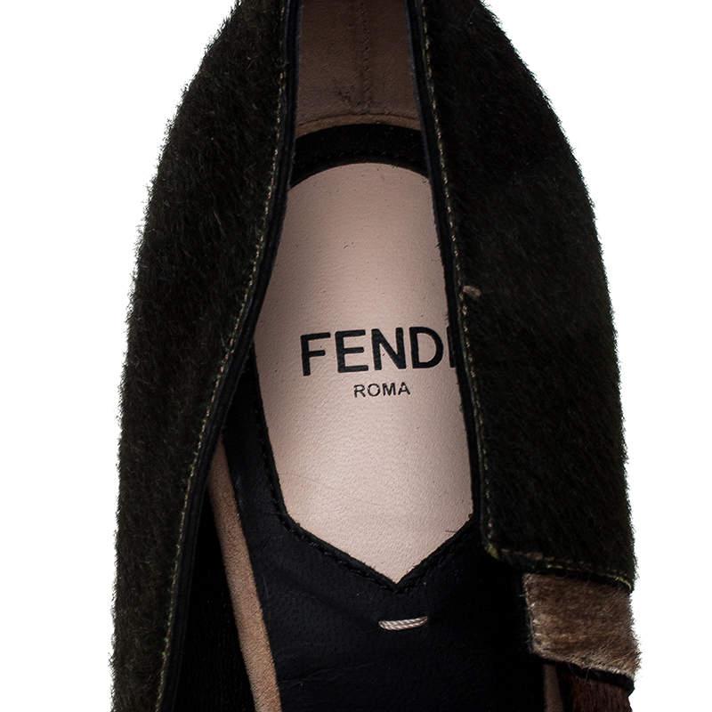 Women's Fendi Tri Color Calfhair Pointed Toe Pumps Size 37.5 For Sale