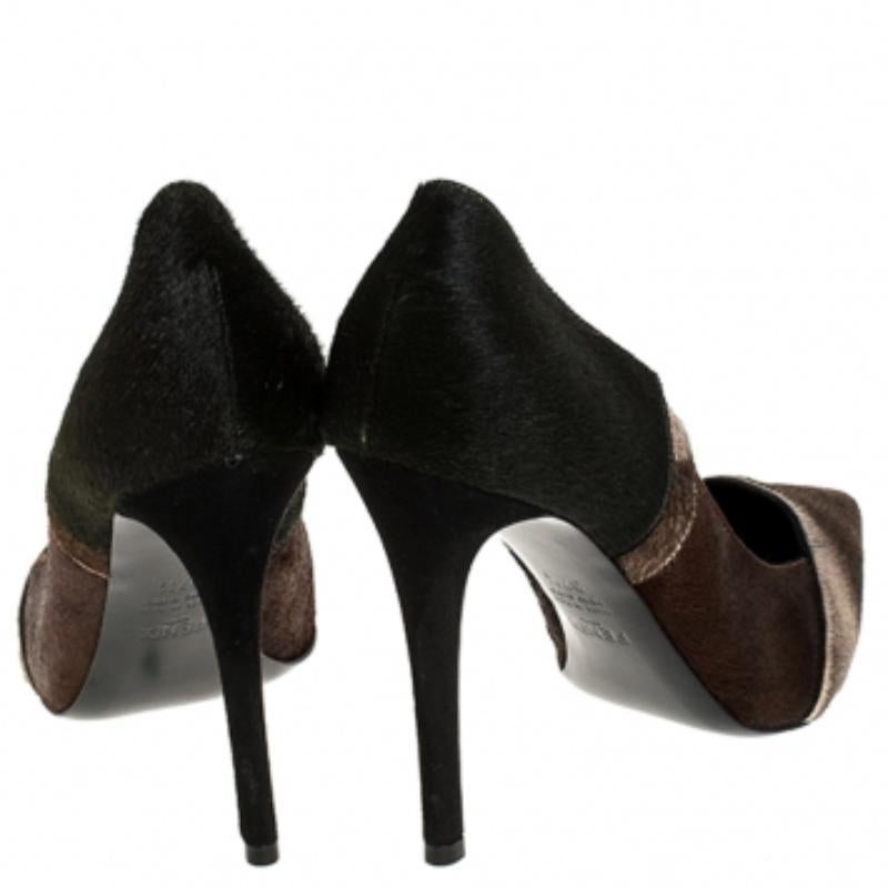 Fendi Dreifarbige Kalbshaar-Pumps mit spitzer Zehe Größe 37,5 im Angebot 1