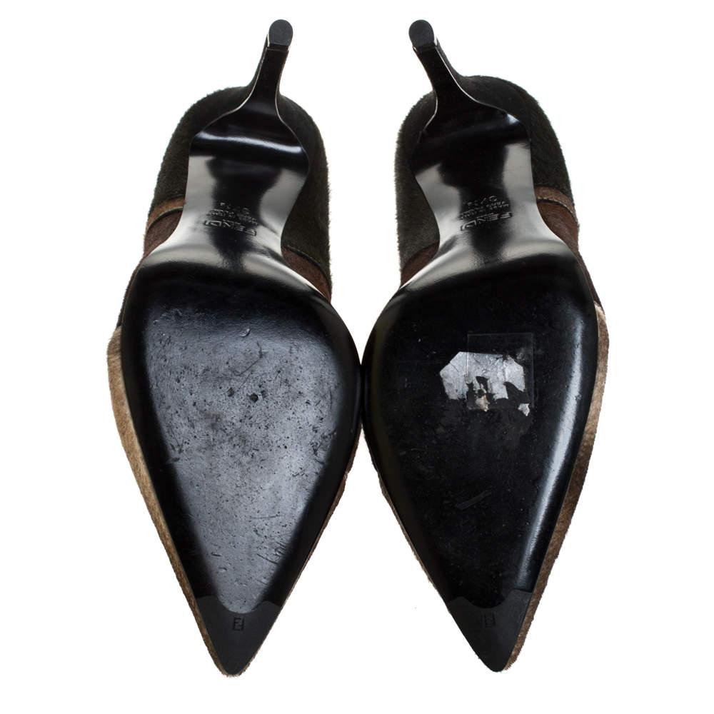 Fendi Tri Color Calfhair Pointed Toe Pumps Size 37.5 For Sale 3